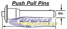 Push Pull Pins T-Handle 5/16" Diameter, 3.000 Grip, Overall Length 4.500"